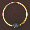 Solid Gold Captive Bead Ring with Hematite Ball