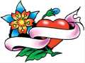 heart flower banner tattoo